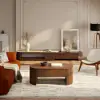 Modern 1194 mm Walnut Oval Fluted Coffee Table with Lift-top