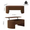 Modern 1194 mm Walnut Oval Fluted Coffee Table with Lift-top