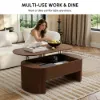 Modern 1194 mm Walnut Oval Fluted Coffee Table with Lift-top
