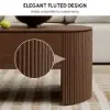 Modern 1194 mm Walnut Oval Fluted Coffee Table with Lift-top