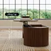Modern 1194 mm Walnut Oval Fluted Coffee Table with Lift-top