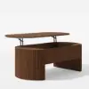 Modern 1194 mm Walnut Oval Fluted Coffee Table with Lift-top