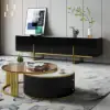 Grovyn 700mm-800mm Round Sintered Stone Glass Nesting Coffee Table Set