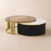 Grovyn 700mm-800mm Round Sintered Stone Glass Nesting Coffee Table Set