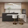 Modern 205 - 270 cm Extendable Sintered Stone Kitchen Island with Storage, Black & White