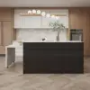Modern 205 - 270 cm Extendable Sintered Stone Kitchen Island with Storage, Black & White
