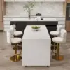 Modern 205 - 270 cm Extendable Sintered Stone Kitchen Island with Storage, Black & White