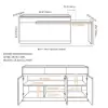 Modern 205 - 270 cm Extendable Sintered Stone Kitchen Island with Storage, Black & White