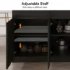 Modern 205 - 270 cm Extendable Sintered Stone Kitchen Island with Storage, Black & White