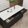 Modern 205 - 270 cm Extendable Sintered Stone Kitchen Island with Storage, Black & White