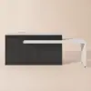 Modern 205 - 270 cm Extendable Sintered Stone Kitchen Island with Storage, Black & White