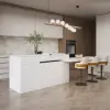 Modern 205 - 270 cm Extendable Sintered Stone Kitchen Island with Doors & Drawers, White – 205cm