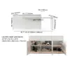 Modern 205 - 270 cm Extendable Sintered Stone Kitchen Island with Doors & Drawers, White – 205cm