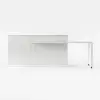 Modern 205 - 270 cm Extendable Sintered Stone Kitchen Island with Doors & Drawers, White – 205cm