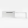 Modern 205 - 270 cm Extendable Sintered Stone Kitchen Island with Doors & Drawers, White – 205cm