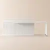 Modern 205 - 270 cm Extendable Sintered Stone Kitchen Island with Doors & Drawers, White – 205cm