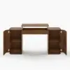 Velign 60" Walnut Standing Computer Desk with 2-Door Storage Cabinet