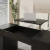 Velign 60" Black Standing Writing Desk with 2-Door Storage Cabinet