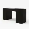 Velign 60" Black Standing Writing Desk with 2-Door Storage Cabinet
