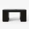 Velign 60" Black Standing Writing Desk with 2-Door Storage Cabinet