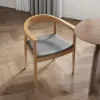 Oval Dining Table & Curved Back 4 Dining Chairs Upholstered Leather Solid Wood Top