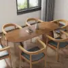Oval Dining Table & Curved Back 6 Dining Chairs Upholstered Leather Solid Wood Top