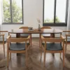 Oval Dining Table & Curved Back 6 Dining Chairs Upholstered Leather Solid Wood Top