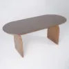 Oval Dining Table & Curved Back 6 Dining Chairs Upholstered Leather Solid Wood Top