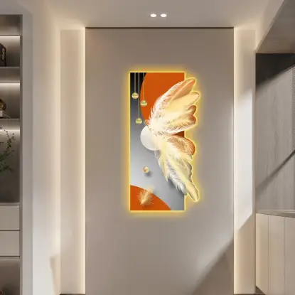 Modern Home Decor LED Wall Art with Unique Feather Design