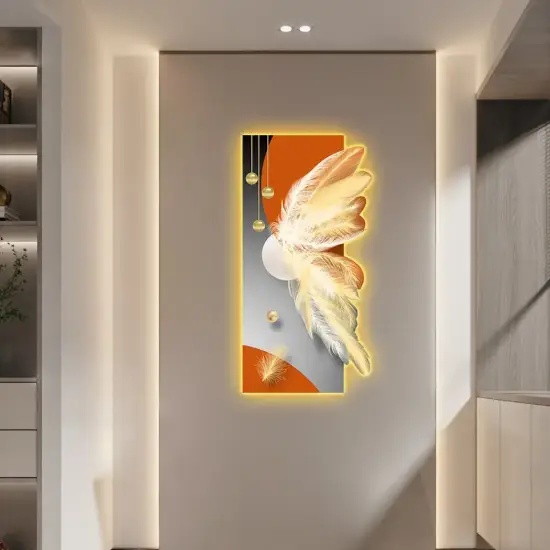 Modern Home Decor LED Wall Art with Unique Feather Design