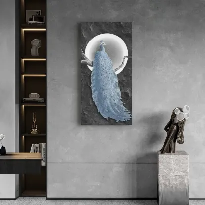1000mm Modern LED Peacock Wall Art with USB Charging