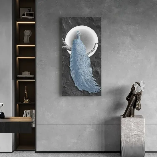 1000mm Modern LED Peacock Wall Art with USB Charging