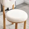 Round Small Dining Table & White Boucle 2 Dining Chairs Set Natural Wood Legs