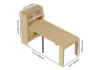 Modern Extendable Dining Table with Storage & 6 Natural Folding Dining Chairs Solid Wood