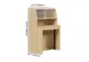 Modern Extendable Dining Table & White 4 Boucle Dining Chairs Set Natural Wood Legs