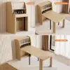 Modern Extendable Dining Table & White 6 Boucle Dining Chairs Set Natural Wood Legs