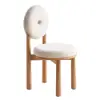 Modern Extendable Dining Table & White 6 Boucle Dining Chairs Set Natural Wood Legs