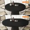 1000mm-1400mm Black Dining Table 6 Dining Chairs Set