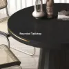 1000mm-1400mm Black Dining Table 6 Dining Chairs Set