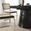 1000mm-1400mm Black Dining Table 4 Dining Chairs Set