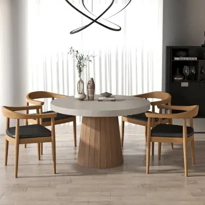 1000mm-1400mm Gray Dining Table 4 Dining Chairs Set