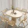 1000mm-1400mm Whitewash Dining Table 6 Dining Chairs Set