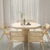 1000mm-1400mm Whitewash Dining Table 6 Dining Chairs Set