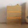 Lumio Natural 3-Drawer LED Bedside Table with Charging Station