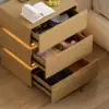 Lumio Natural 3-Drawer LED Bedside Table with Charging Station