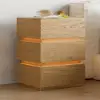 Lumio Natural 3-Drawer LED Bedside Table with Charging Station