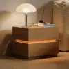 Lumio Natural 2-Drawer LED Bedside Table with Charging Station