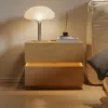 Lumio Natural 2-Drawer LED Bedside Table with Charging Station