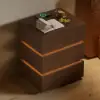 Lumio Walnut 3-Drawer LED Bedside Table with Charging Station