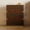 Lumio Walnut 3-Drawer LED Bedside Table with Charging Station
